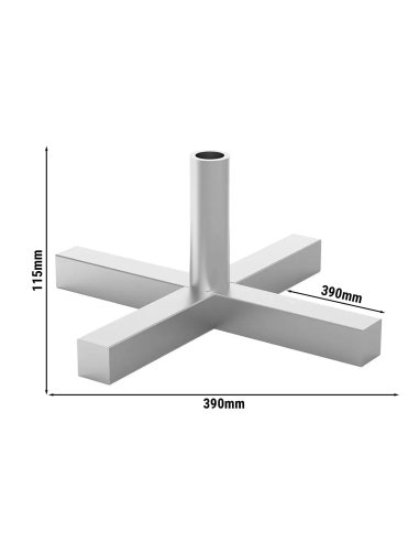 dimensions support en croix pour broche kebab - Ø max 16 mm