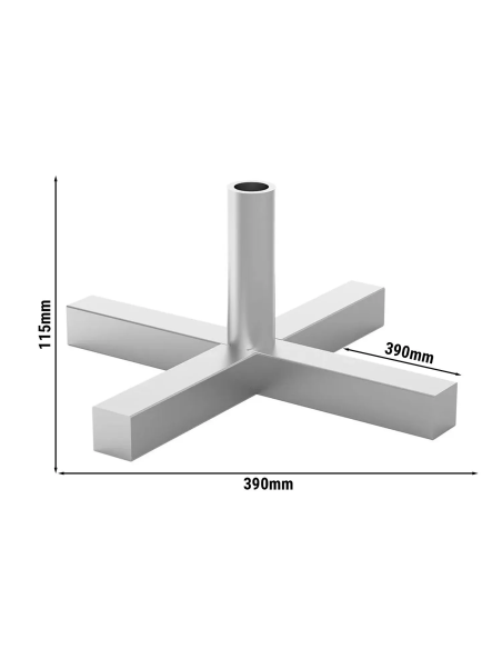 dimensions support en croix pour broche kebab - Ø max 16 mm
