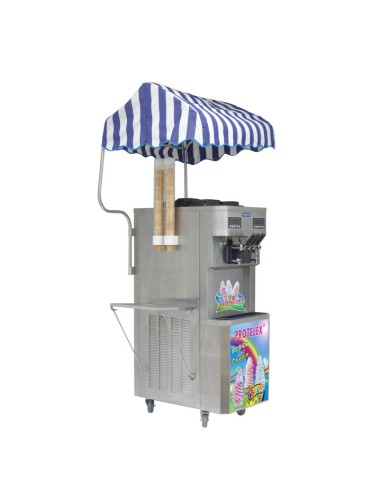 Machine à glace italienne & Yaourt glacé - 4 kW G 36 avec porte cônes et marquise