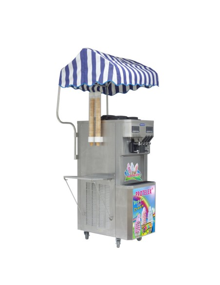 Machine à glace italienne & Yaourt glacé - 4 kW G 36 avec porte cônes et marquise