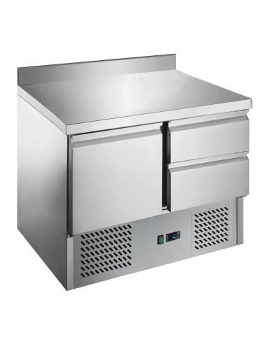 Table réfrigérée positive adossée profondeur 700 - 1 porte et 2 tiroirs