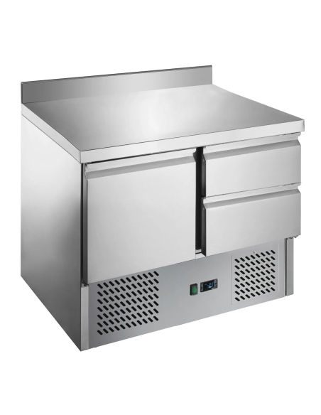 Table réfrigérée positive adossée profondeur 700 - 1 porte et 2 tiroirs