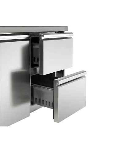 tiroir table réfrigérée positive adossée profondeur 700 - 1 porte et 2 tiroirs