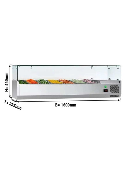 vitrine ingredient 7 gn 1/4 1600 dimensions