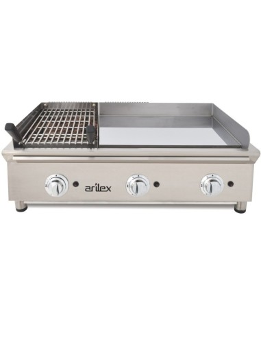 Plancha Fry-Top à Gaz 100 cm Duo Chrome dur 15 mm et Grill Arilex