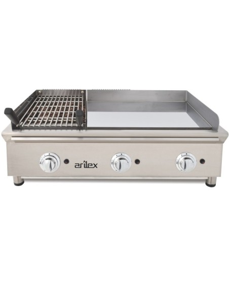 Plancha Fry-Top à Gaz 100 cm Duo Chrome dur 15 mm et Grill Arilex