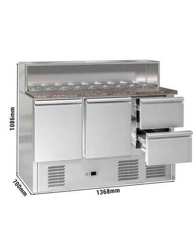 comptoir refrigere 2 portes 2 tiroirs 8 bacs gn dimensions