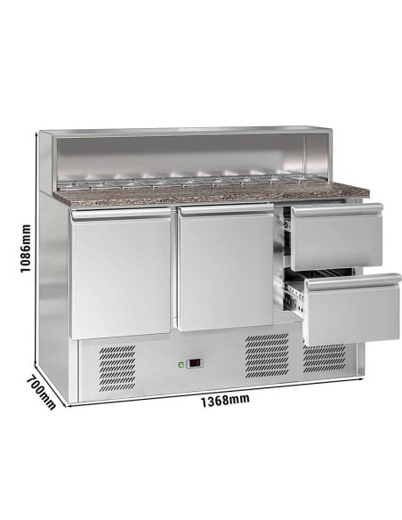 comptoir refrigere 2 portes 2 tiroirs 8 bacs gn dimensions