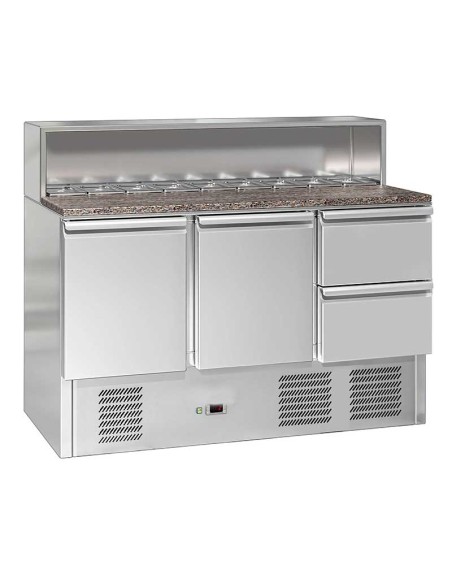comptoir refrigere 2 portes 2 tiroirs 8 bacs gn