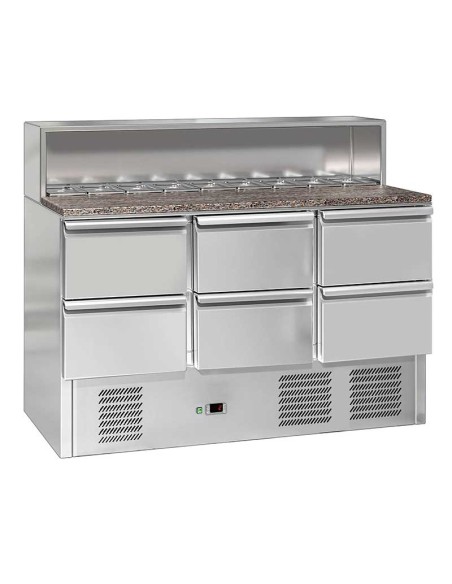 comptoir refrigere 6 tiroirs 8 bacs gn