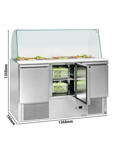 saladette refrigeree 3 porte 5 bacs gn 1/1 dimensions