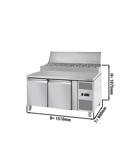 saladette refrigeree 2 portes et 8 bacs dimensions
