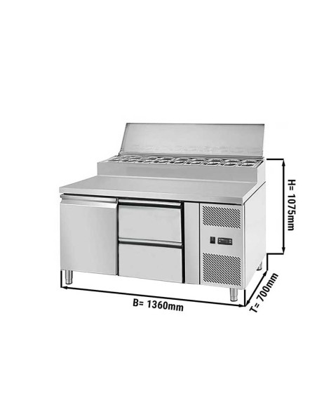 saladette refrigeree 1 porte 2 tiroirs 7 bacs dimensions