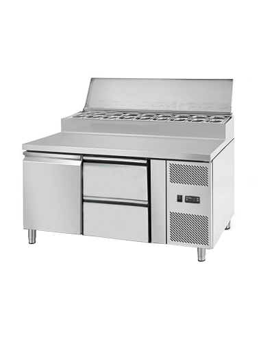 saladette refrigeree 1 porte 2 tiroirs 7 bacs