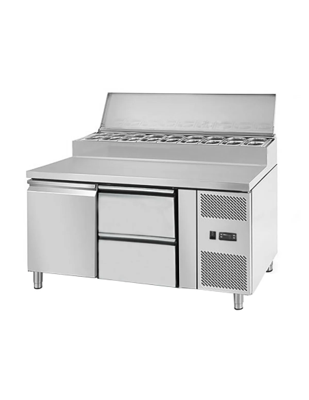 saladette refrigeree 1 porte 2 tiroirs 7 bacs