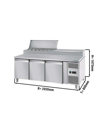 saladette refrigeree 3 portes et 10 bacs dimensions