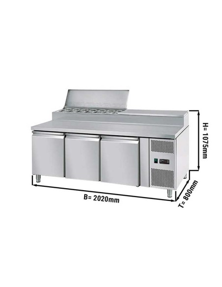 saladette refrigeree 3 portes et 10 bacs dimensions