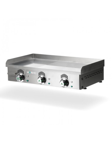 Plancha à gaz mi-rainurée en chrome dur Novo-Crom - 800 mm| Mainho