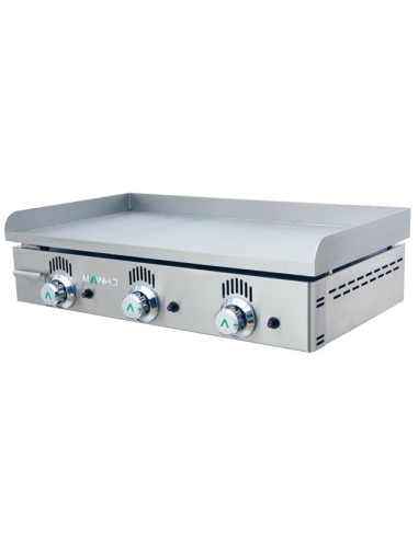 Plancha à gaz mi-rainurée en chrome dur Novo-Crom | Mainho - 1