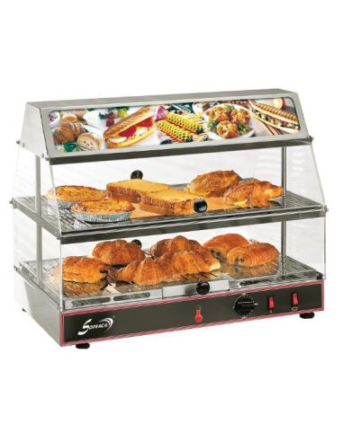 Vitrine chauffante GN 1/1 avec bloc lumineux - 2 étages | Sofraca