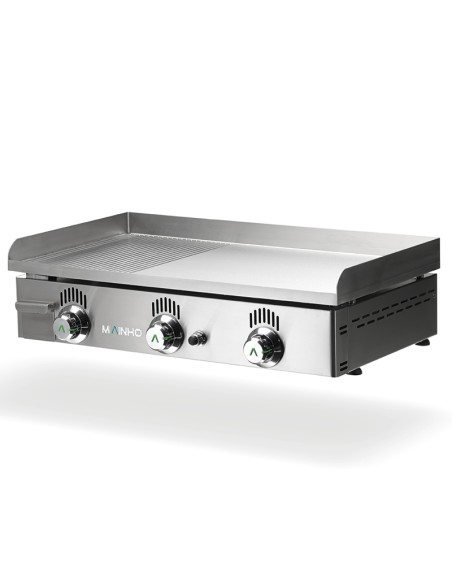 Plancha à gaz NOVO-SNACK semi-rainurée en acier rectifié - L800| Mainho