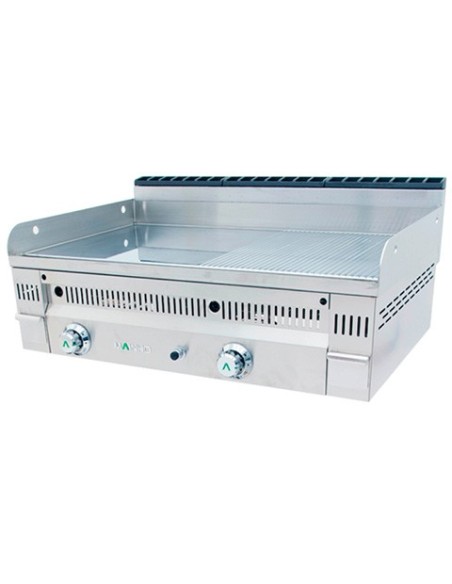 Plancha Fry-Top à gaz mi-rainurée chrome dur Euro Crom | Mainho - 1