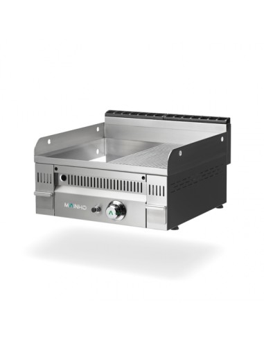 Plancha Fry-Top à gaz mi-rainurée chrome dur Euro Crom | Mainho - 1