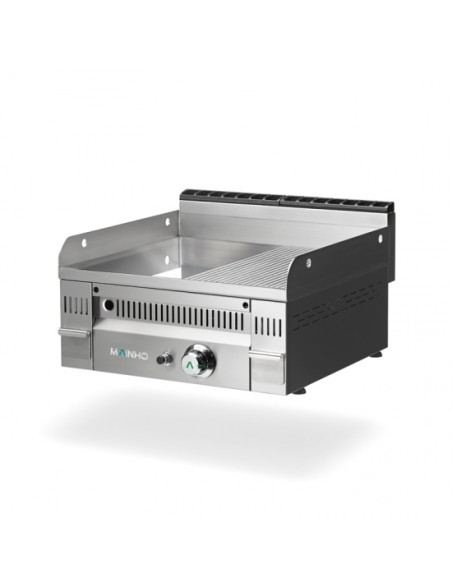 Plancha Fry-Top à gaz mi-rainurée chrome dur Euro Crom | Mainho - 1