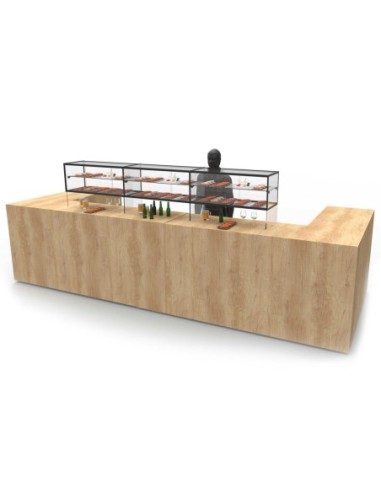 Vitrine d'exposition neutre avec étagère et passe-plat - L 555 mm SAYL