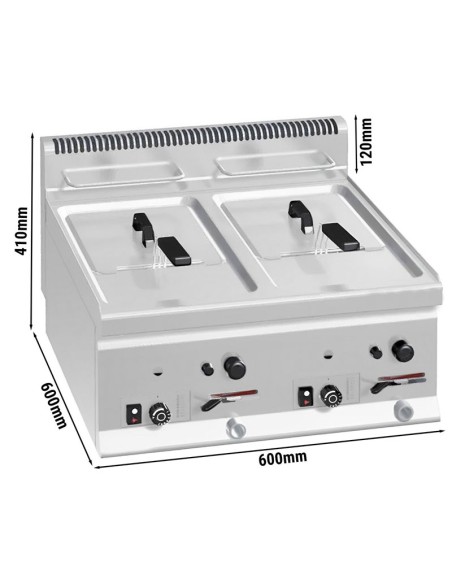 Dimensions friteuse à gaz professionnelle 2x8 litres à poser