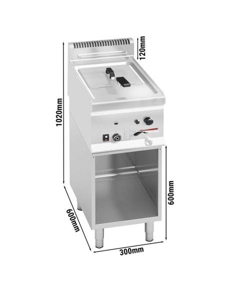 Dimensions friteuse à gaz professionnelle 8 litres sur meuble
