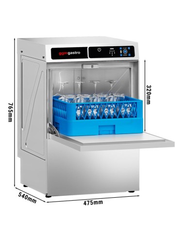 dimensions lave-verres professionnel avec pompe de vidange 40 x 40 - 3,30 kW