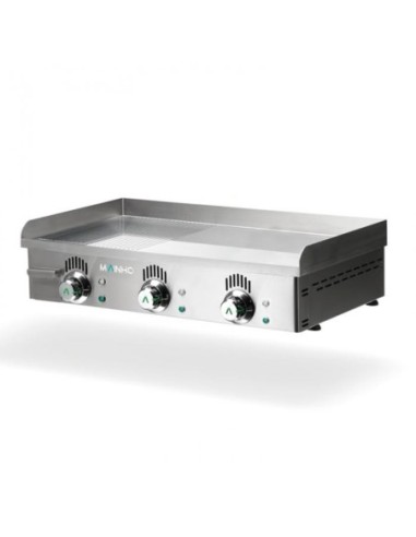 Plancha électrique NOVO-SNACK mi-rainurée en ACIER rectifié - L800 | Mainho