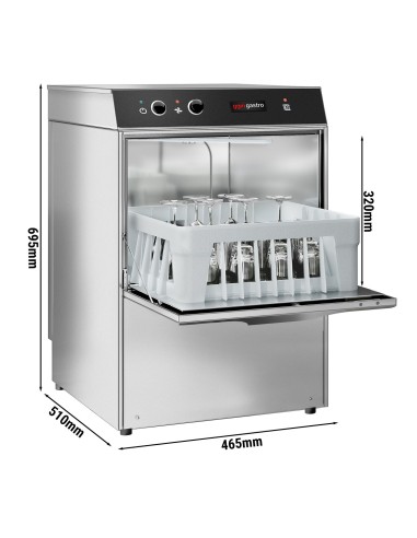 Lave-verres professionnel avec pompe de vidange 40 x 40 - 2,97 kW - 3
