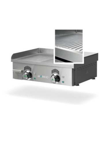 Plancha électrique NOVO-SNACK rainurée en ACIER rectifié - L600 | Mainho