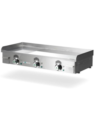 Plancha électrique NOVO-CROM semi-rainurée en CHROME - L1000 | Mainho