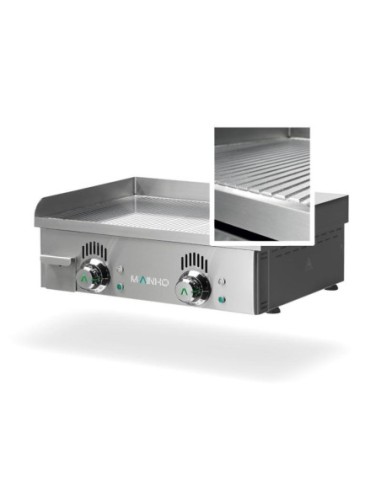 Plancha électrique  NOVO-CROM rainurée en CHROME - L600 | Mainho