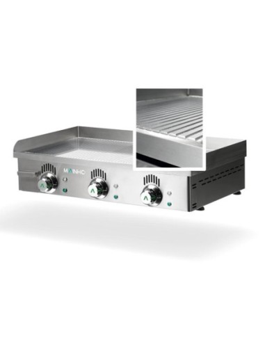 Plancha électrique  NOVO-CROM rainurée en CHROME - L800 | Mainho
