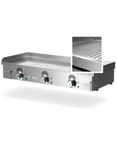 Plancha électrique  NOVO-CROM rainurée en CHROME - L1000 | Mainho