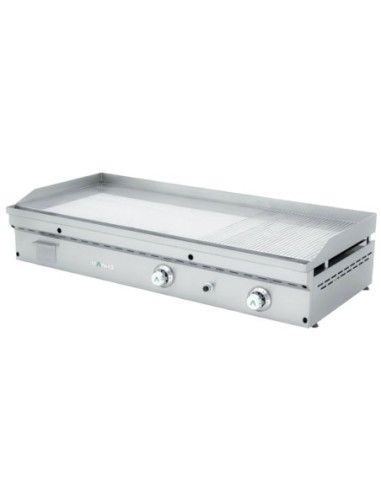Fry-Top électrique FULL-CROM semi-rainurée en CHROME - L1200 | Mainho