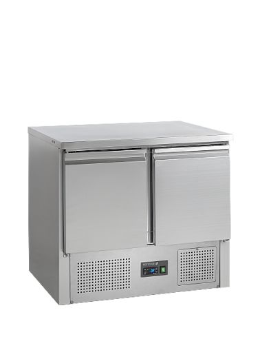 Saladette réfrigérée avec plan de travail en inox - 2 portes GN 1/1 - SA910