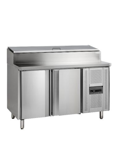 Saladette réfrigérée en inox - 2 portes GN 1/1 et cuve pour bacs GN 1/3 - SS7200