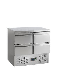 Saladette réfrigérée avec plan de travail en inox - 4 tiroirs GN 1/1 - SA914