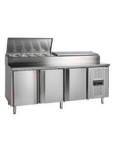 Saladette réfrigérée en inox - 3 portes et cuve pour bacs GN 1/3 - SS8300