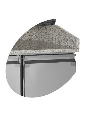 Table de préparation pizza en granit - 2 portes 60/40 et tiroirs - PT1310