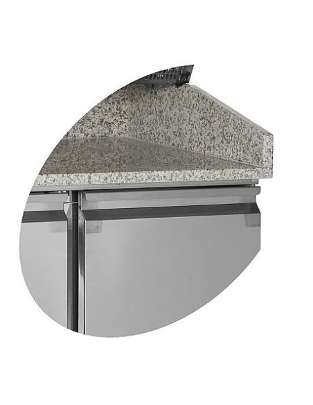 Table de préparation pizza en granit - 2 portes 60/40 et tiroirs - PT1310
