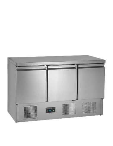 Saladette réfrigérée avec plan de travail en inox - 3 portes GN 1/1 - SA1365S/S