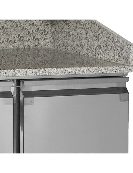 Table de préparation pizza plan de travail en granit - 3 portes GN 1/1 - PT1365