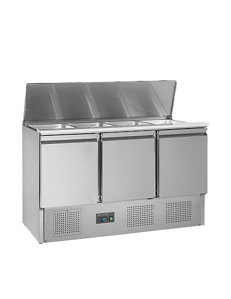 Saladette réfrigérée à capot télescopique - 3 portes GN 1/1 - SA1365