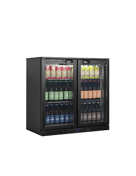 Arrière bar deux portes vitrées à verrou et clayettes chromées - 196 litres - BA21H